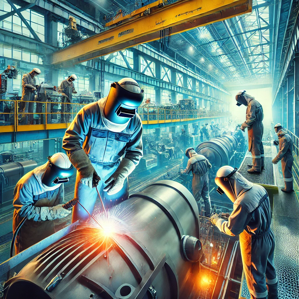 Chaudronniers polonais travaillant sur des projets industriels