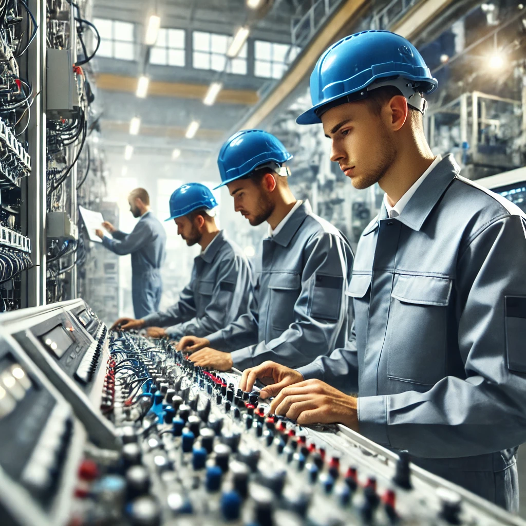 Techniciens polonais dans un environnement industriel de haute technologie